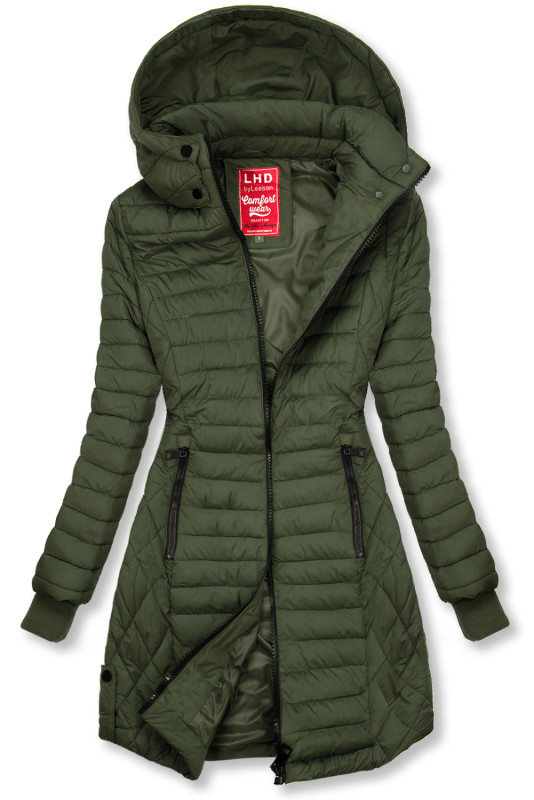 Olive green mid season quilted jacket