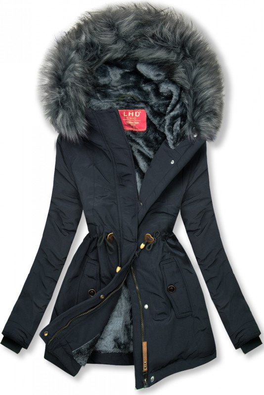 Navy winter parka jacket in short cut