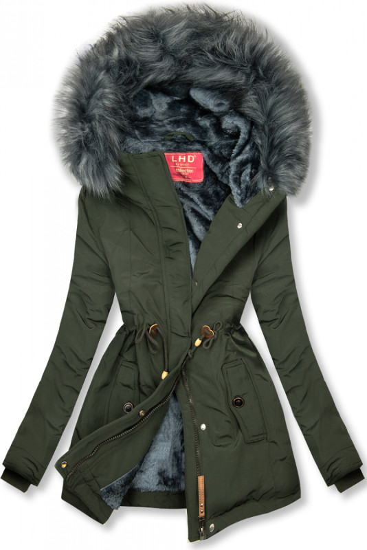 Dark green winter parka jacket in short cut