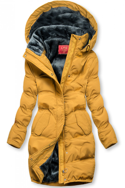 Yellow winter jacket with fleece lining