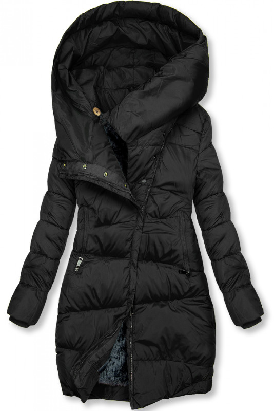 Black winter jacket with extra high neck