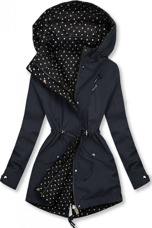 Reversible parka dots navy