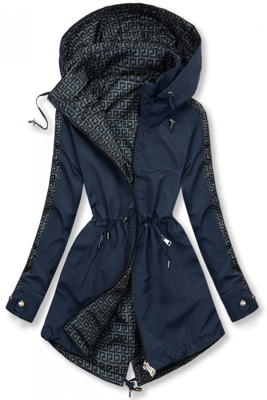 Reversible mid-season parka jacket navy/gray