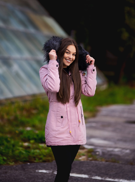 Navy winter parka jacket in short cut