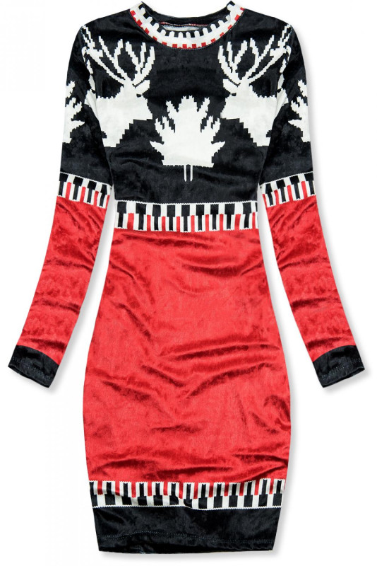 Blue-red velvet christmas dress