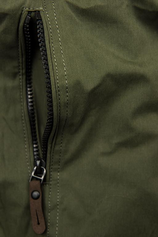 Khaki parka jacket with grey lining for autumn
