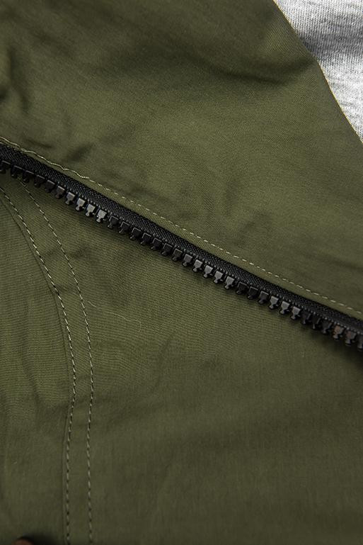 Khaki parka jacket with grey lining for autumn