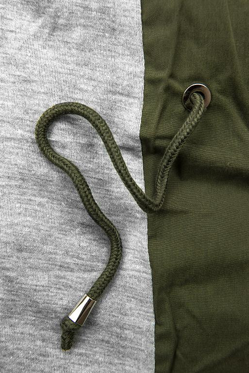 Khaki parka jacket with grey lining for autumn