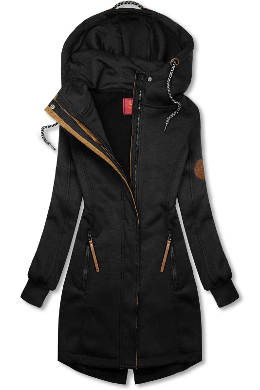 Black elongated sweatshirt jacket