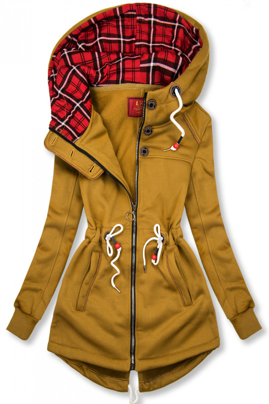 Mustard yellow hoodie with drawstring belt