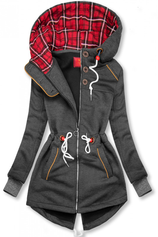 Dark gray hoodie with drawstring belt