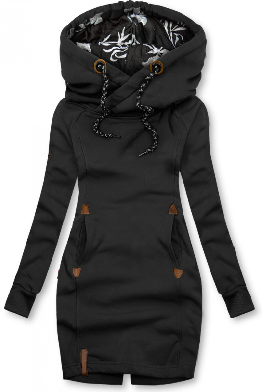 Sweatshirt dress with hoodie black