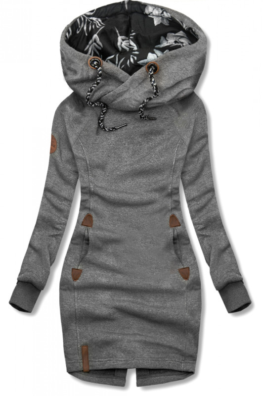 Sweatshirt dress with hoodie dark gray