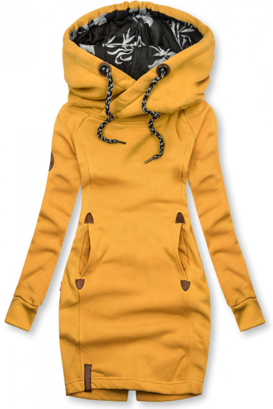 Sweatshirt dress with hoodie yellow