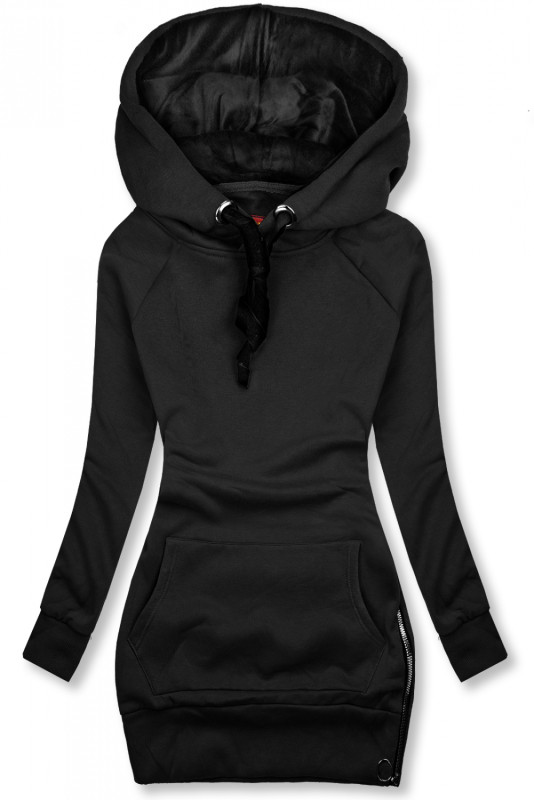 Black sweatshirt dress with velvet details