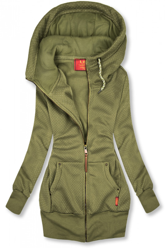 Elongated Polka dot hoodie in khaki