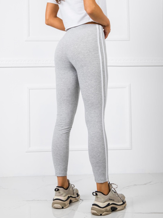 Gray Women's Leggings with Stripes