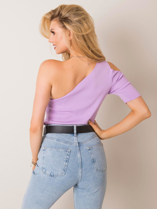 Purple Blouse with Asymmetrical Neckline RUE PARIS