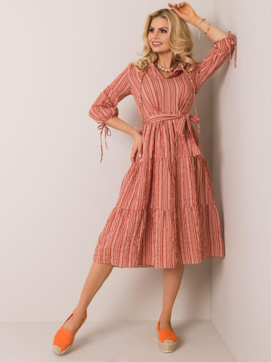 Beige Striped Dress
