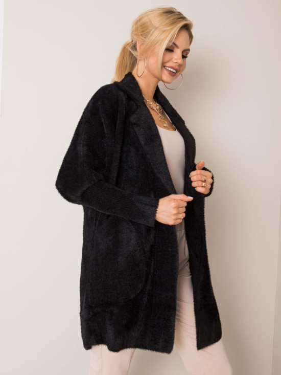 Black Alpaca Fluffy Coat