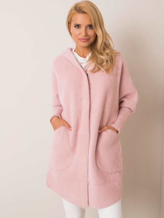Light Pink Alpaca Coat with Hood