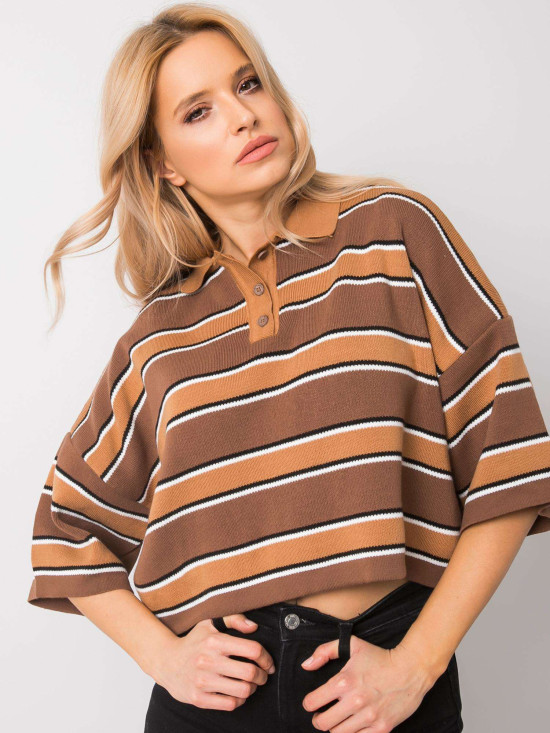 Brown Striped Blouse RUE PARIS
