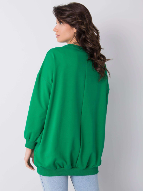 Green Cotton Sweatshirt with Ruffles