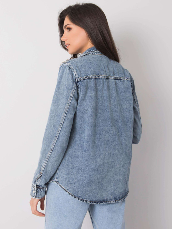 Blue Denim Shirt with Studs