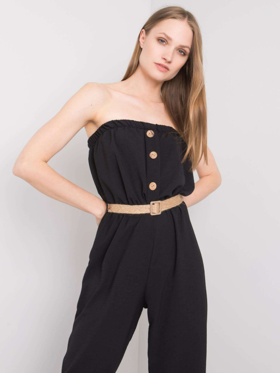 Black Jumpsuit with Belt by RUE PARIS