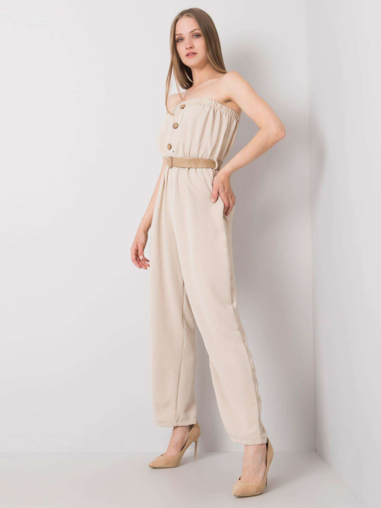 Light Beige Jumpsuit with Belt by RUE PARIS