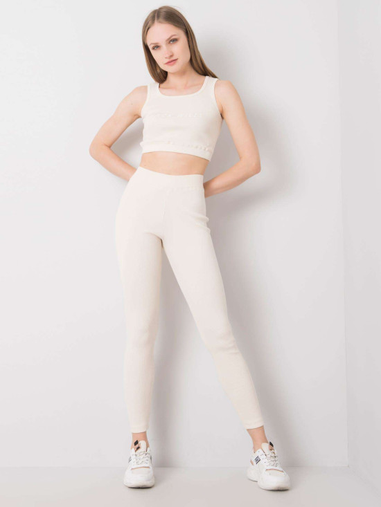 Ecru Striped Sports Set FOR FITNESS