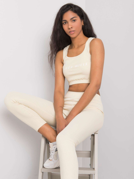 Beige Striped Sports Set