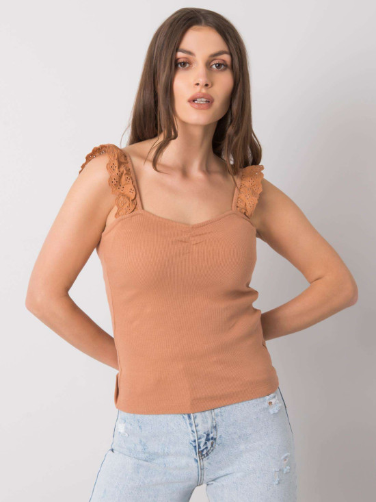Brown Ribbed Cotton Top