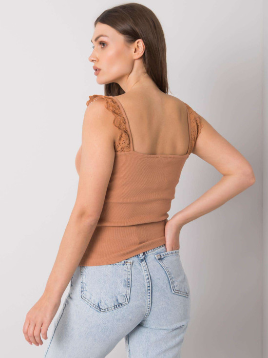 Brown Ribbed Cotton Top