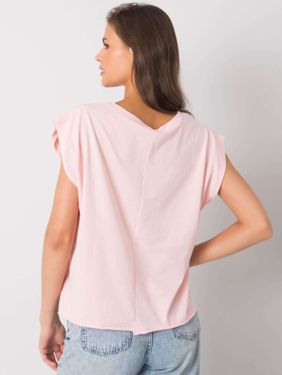 Light Pink Women's Cotton T-Shirt with Print