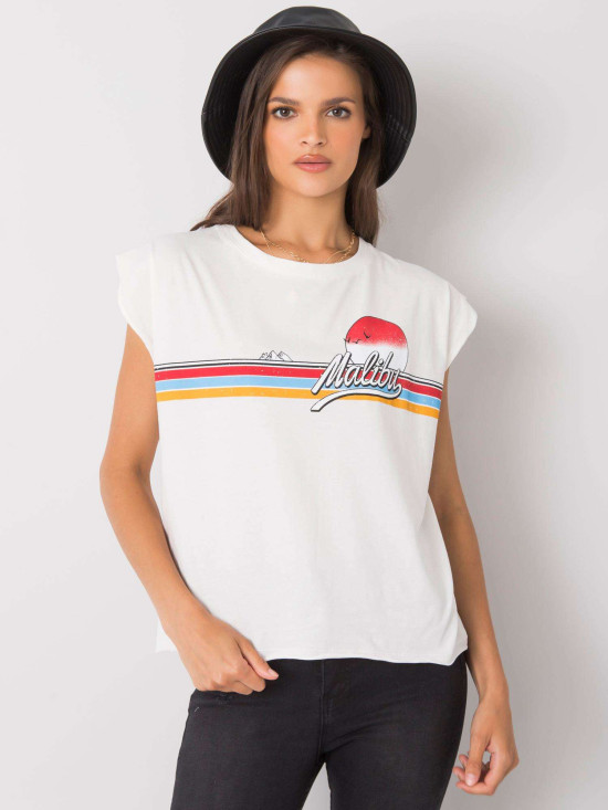 Ecru Women's Cotton T-Shirt with Print