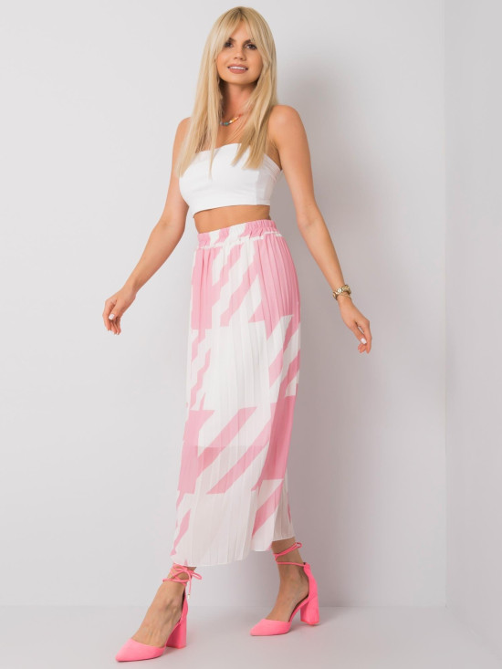 Pink Pleated Skirt with Print