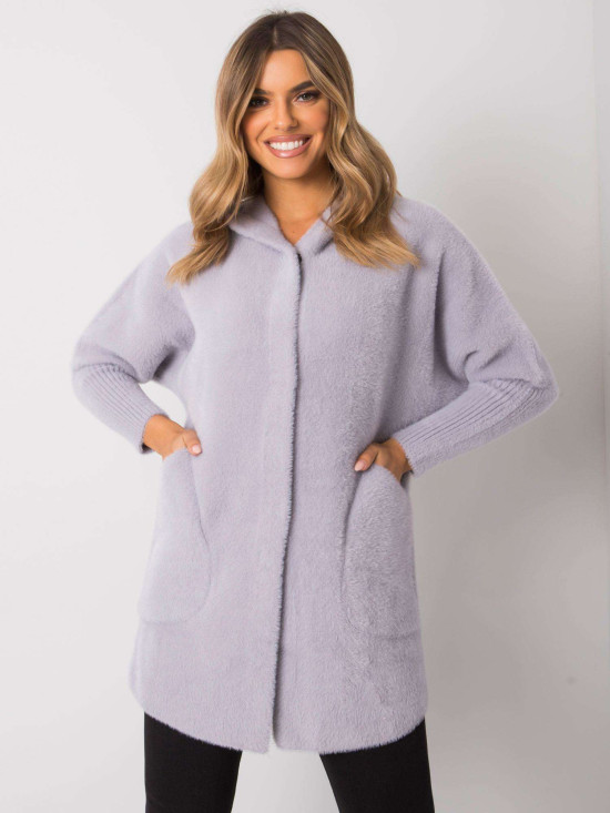 Light Gray Alpaca Coat with Hood