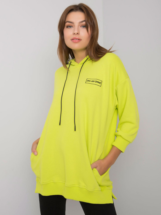 Lime Green Cotton Hoodie with Pockets