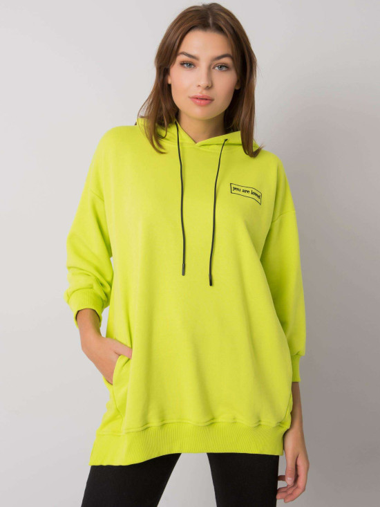 Lime Green Cotton Hoodie with Pockets