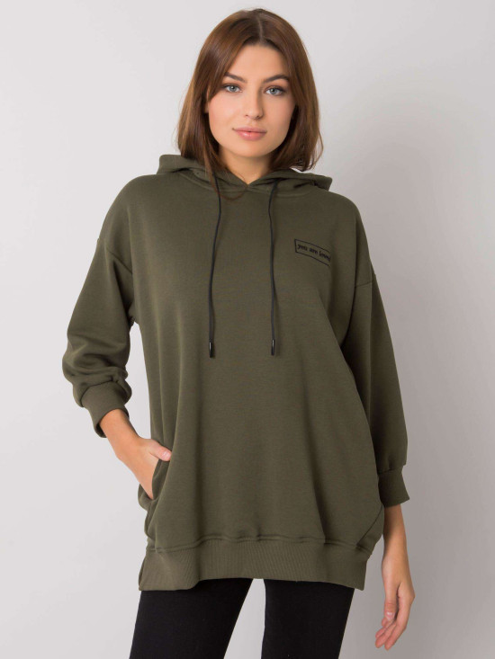 Khaki Cotton Hoodie with Pockets