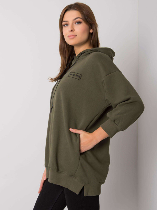 Khaki Cotton Hoodie with Pockets