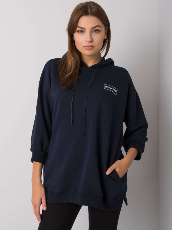 Blue Cotton Hoodie with Pockets