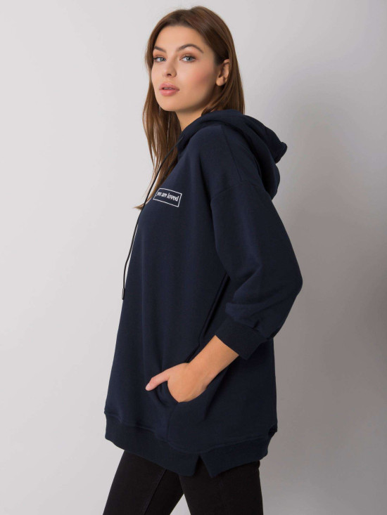 Blue Cotton Hoodie with Pockets