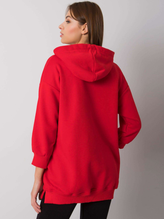 Red Cotton Hoodie with Pockets
