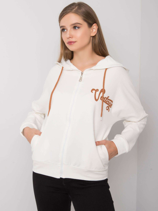 Ecru Zip-Up Hoodie
