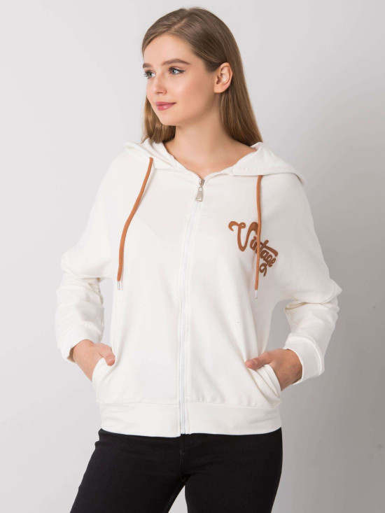Ecru Zip-Up Hoodie