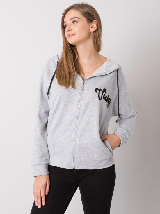 Gray Melange Zip-Up Hoodie