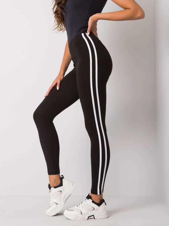 Black Women's Leggings with Stripes