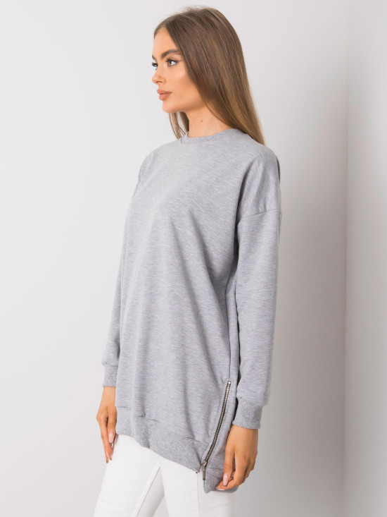 Gray Melange Tunic with Zipper